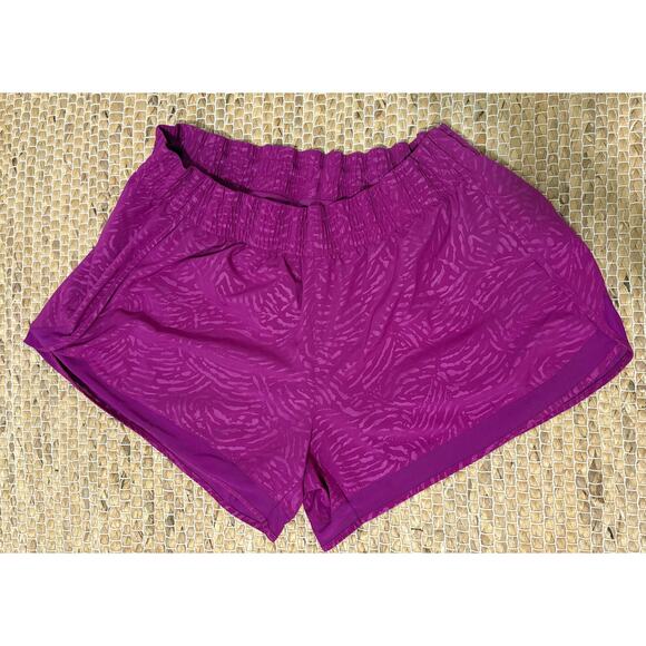 Athleta Pants - Athleta XL Printed Mesh Racer Run Shorts 4 Purple Pink Athletic